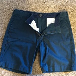 J Crew Dark Green/Blue Flat Front Gramercy Shorts
